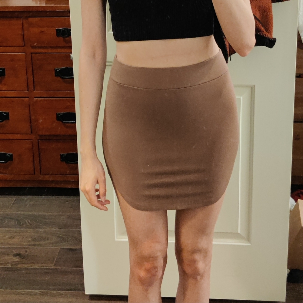 Brown Bodycon mini skirt